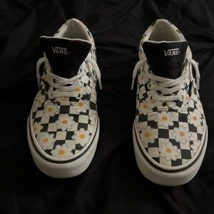 Vans Kids Floral Checkered Sneakers - Black and White